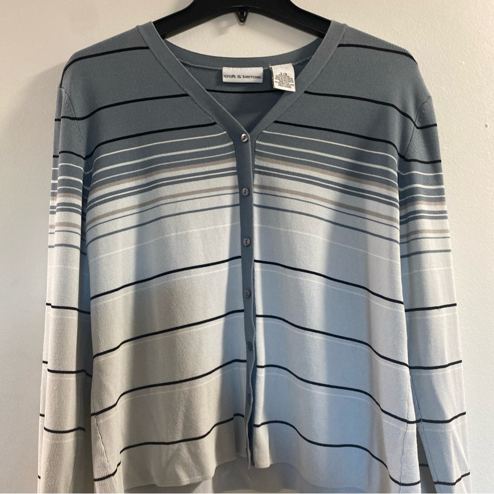 Croft & Barrow Gray and‎ Black Striped Cardigan - Picture 4 of 5